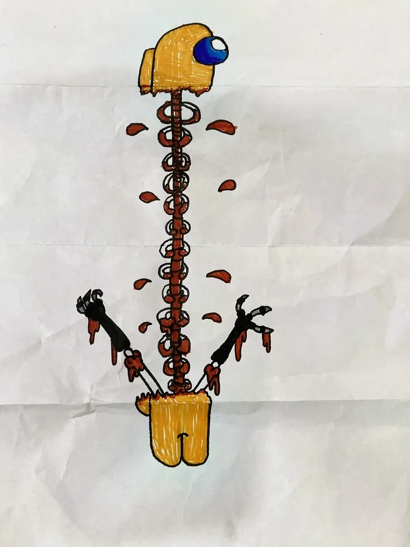 Orange crewmate with spine plant