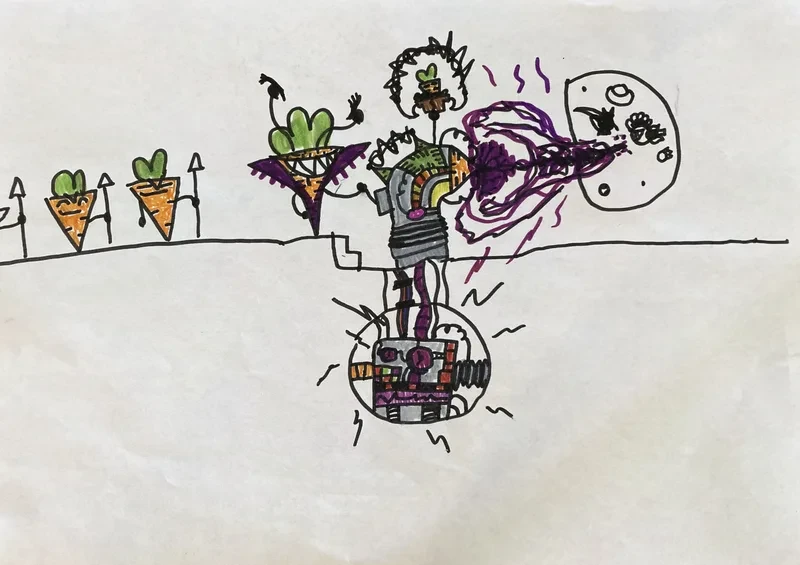 Robot tower with carrots