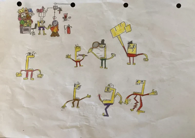 Yellow stick characters