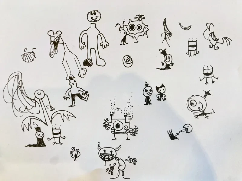 Black ink tiny creatures