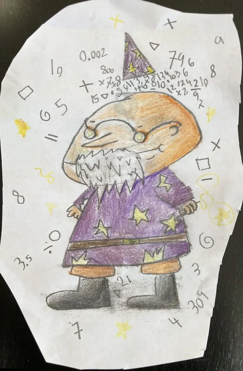 Wizard with math symbols