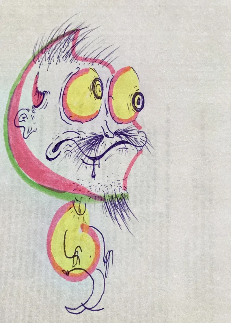 Bearded bug eyed face