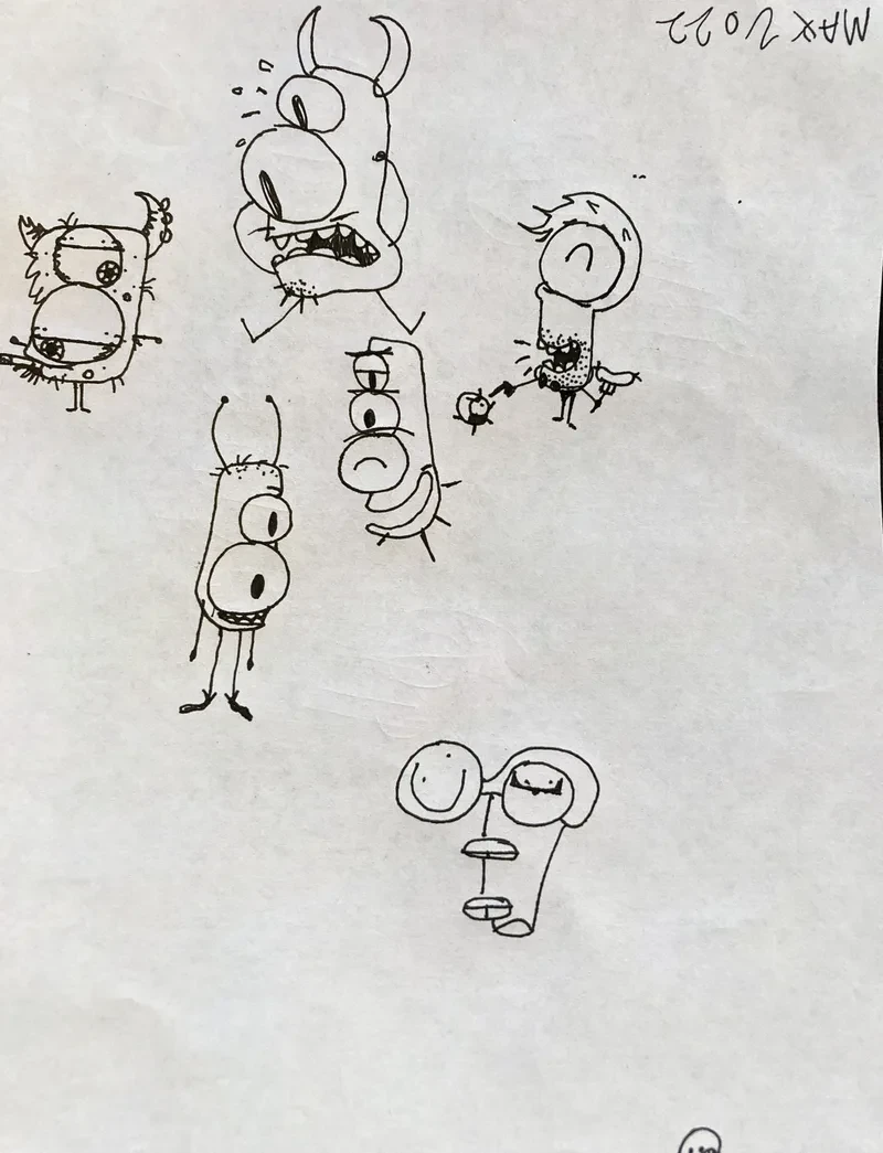 Small ink monsters and glasses face