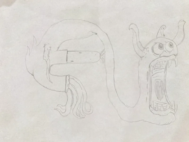 Faint pencil fanged monsters