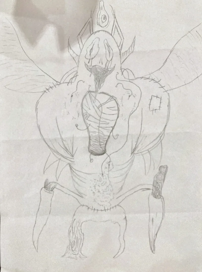 Pencil winged insect creature