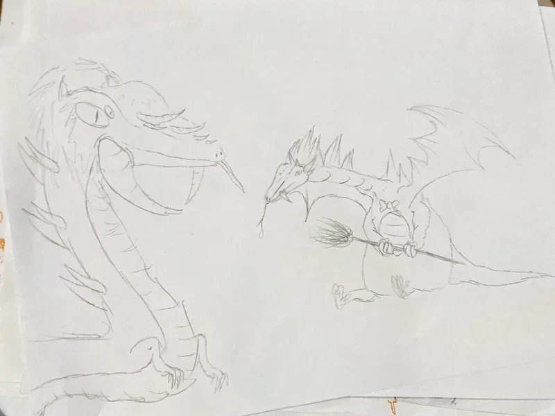 Two pencil dragons