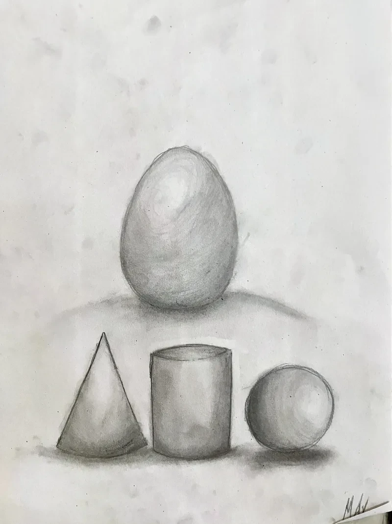Pencil egg and shapes study