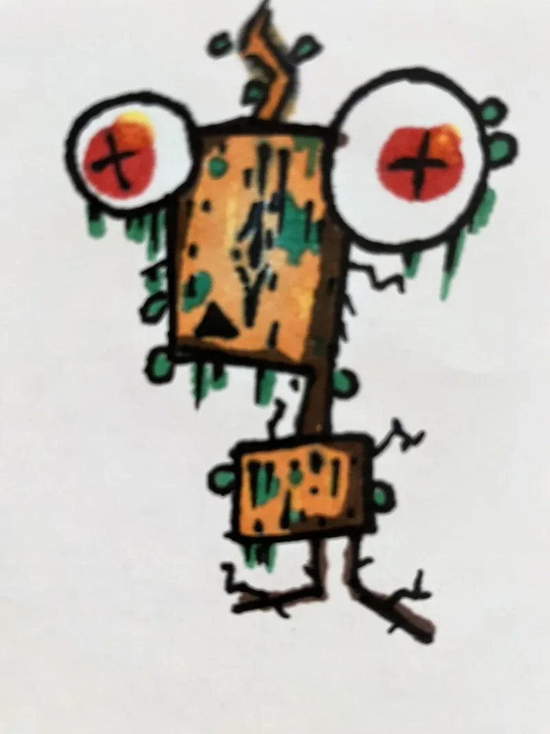 Red eyed stump robot