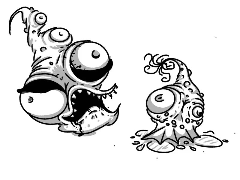 Googly eyed slime monsters