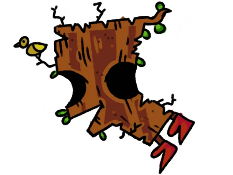 Hollow tree stump creature