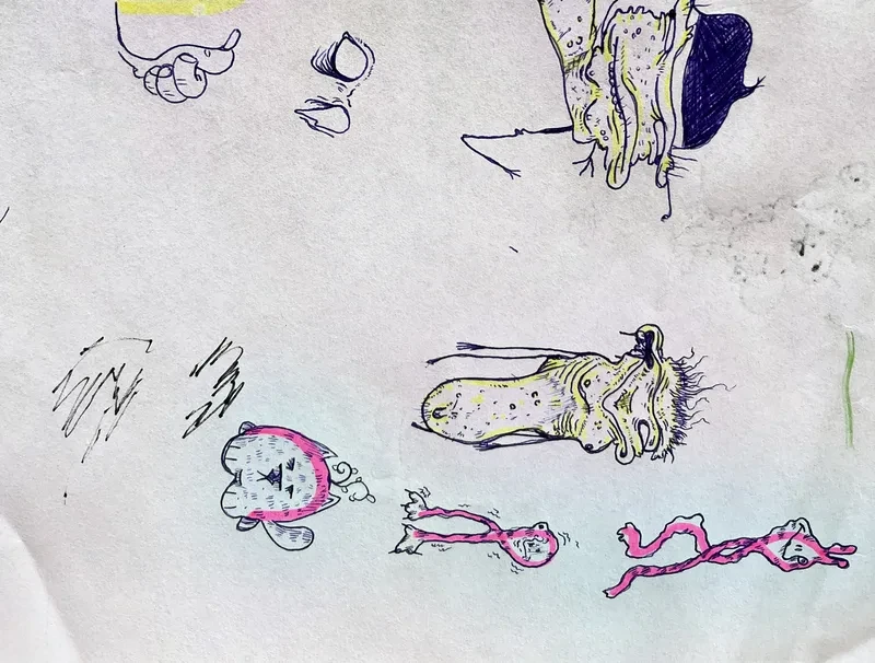 Colourful doodle creatures