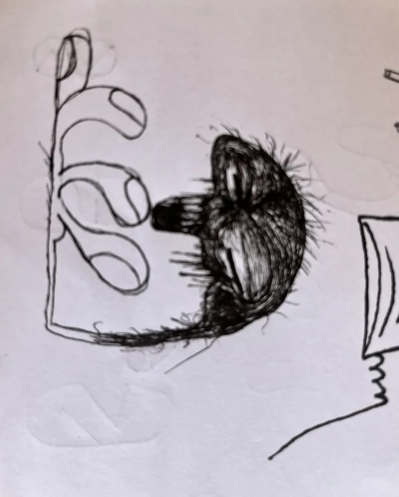Ink hairy blob closeup