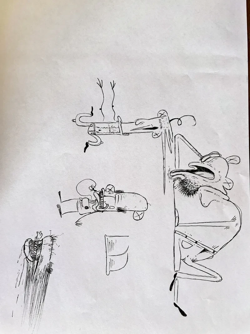 Ink tall creature doodles