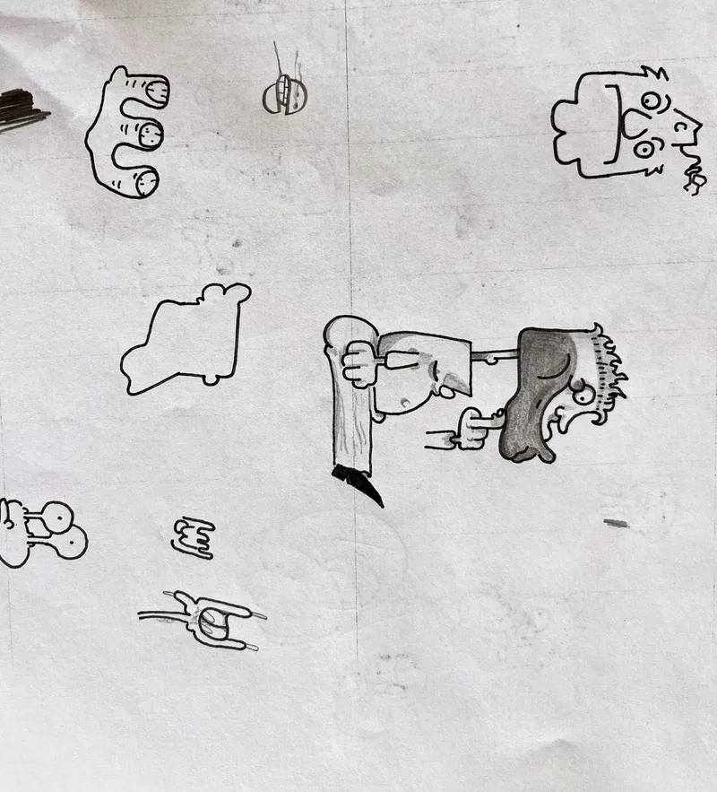 Loose ink doodles on paper